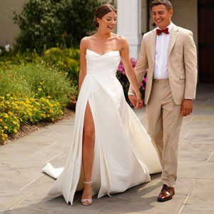 Custom strapless wedding gown